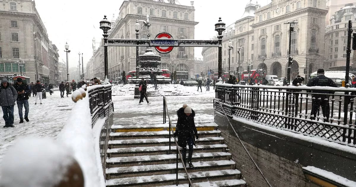 Winter scene in London with snow