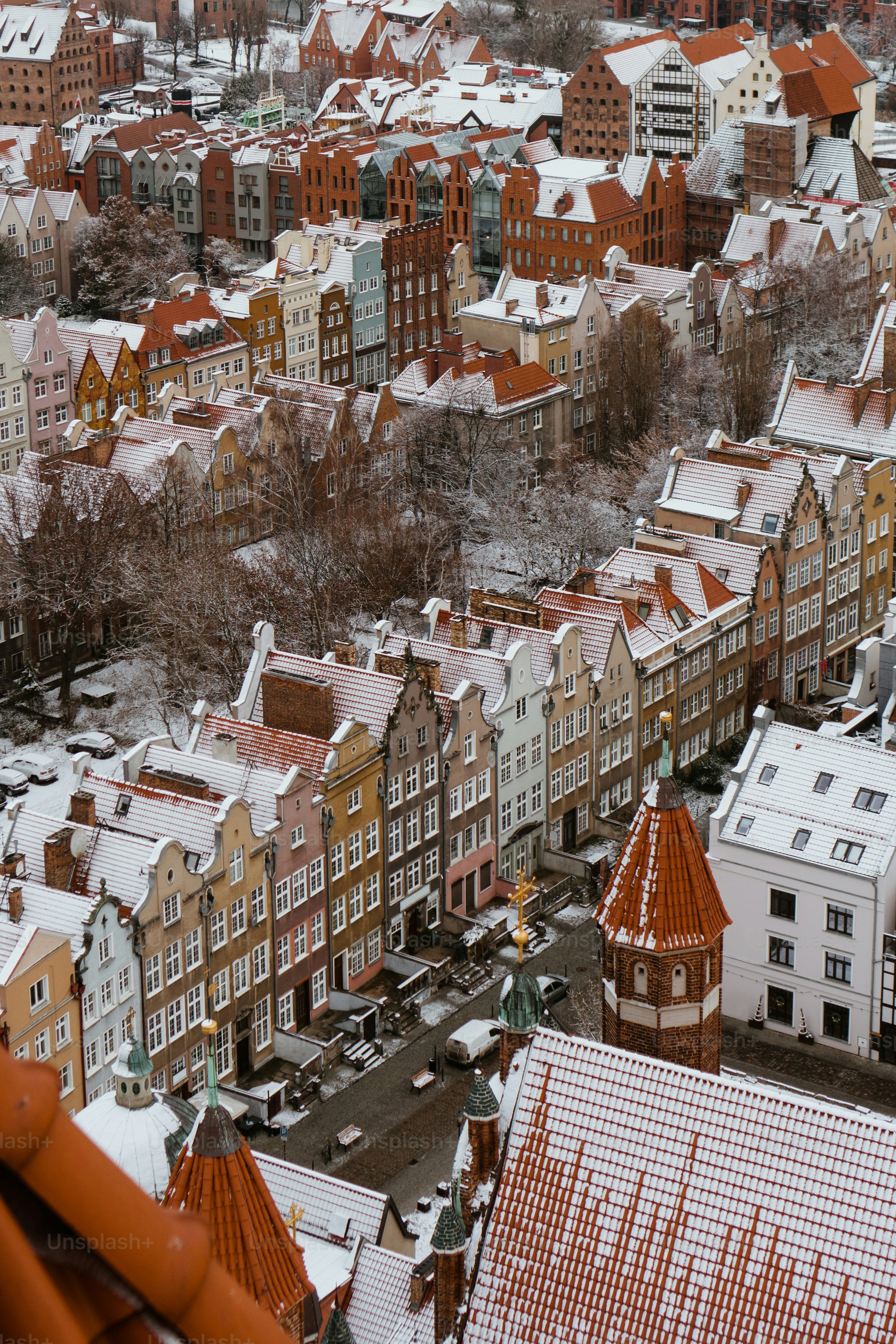 View over Edinburgh with castle and old town in winter light