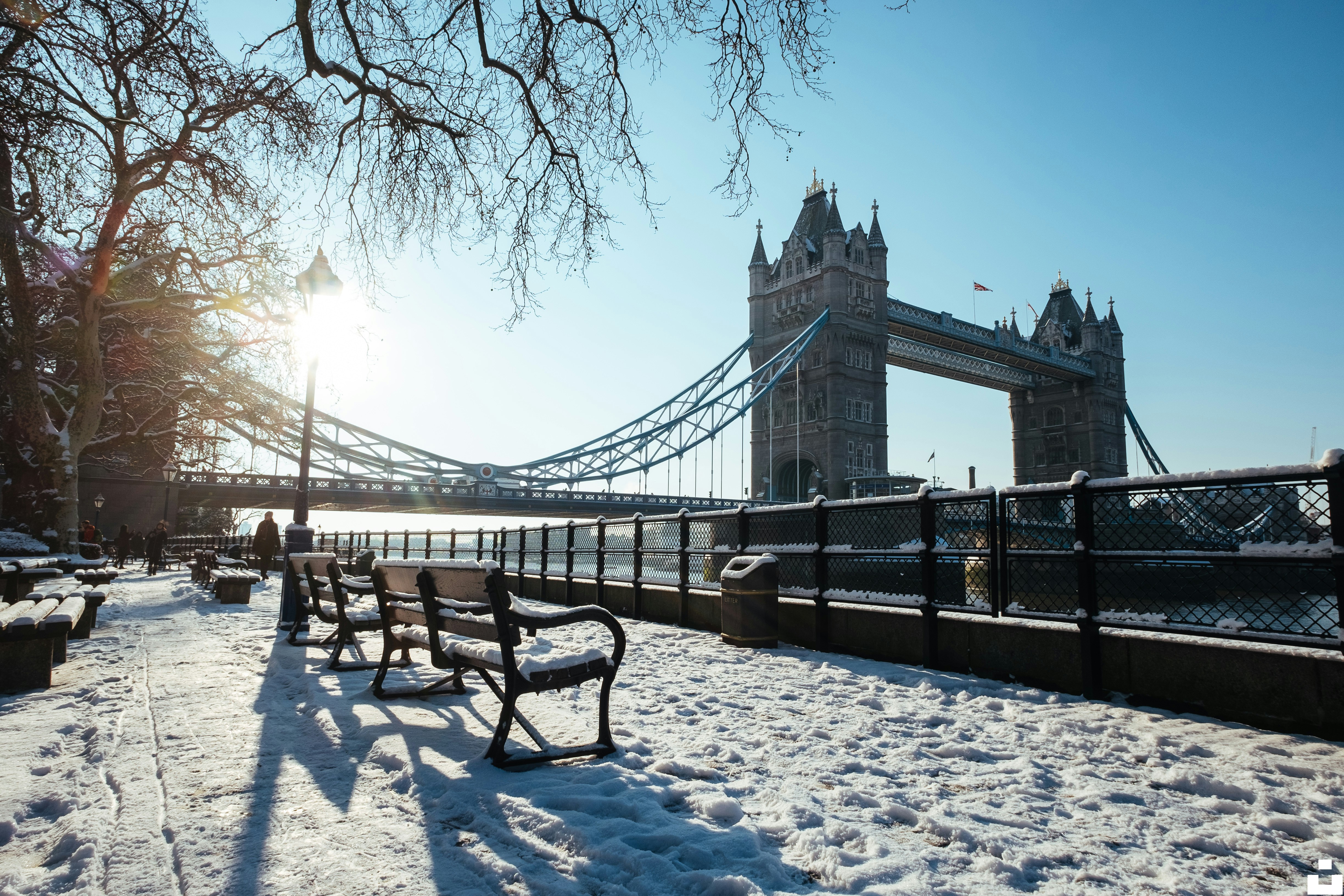 Tower Bridge and London skyline on a clear winter evening